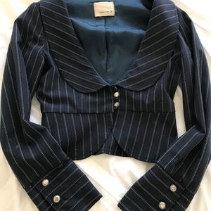 Cropped Curio Nine Blue Pinstripe Jacket S